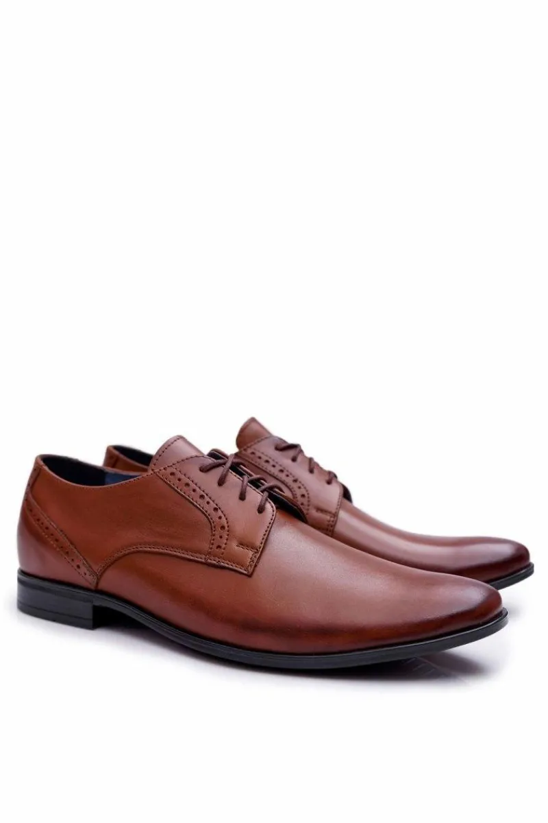 Półbuty Eleganckie>Boto Półbuty Męskie Eleganckie Bednarek Skórzane Brązowe Herod