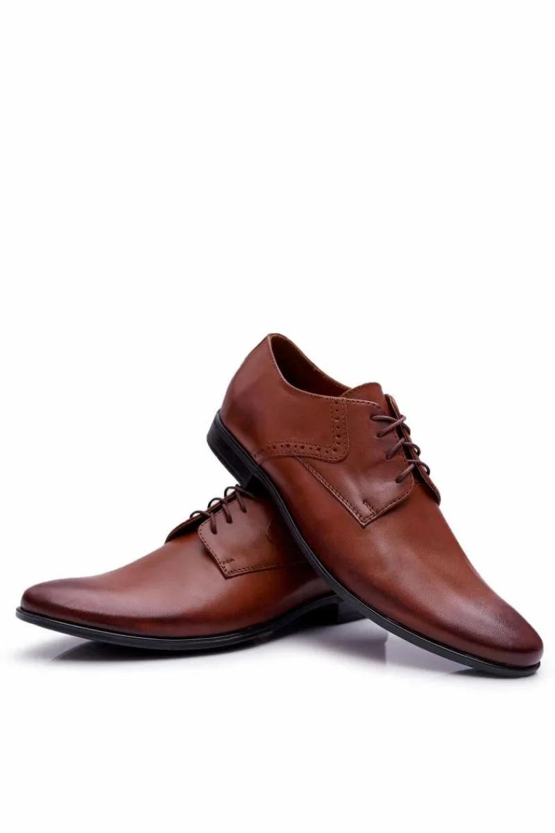 Clearance Półbuty Męskie Eleganckie Bednarek Skórzane Brązowe Westero Męskie Półbuty Eleganckie