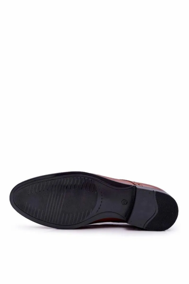 Clearance Półbuty Męskie Eleganckie Bednarek Skórzane Brązowe Westero Męskie Półbuty Eleganckie