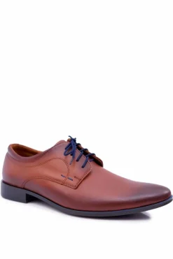 Online Boto Półbuty Męskie Eleganckie Skórzane Brązowe Menelaos