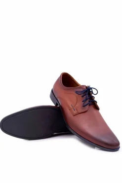 Online Boto Półbuty Męskie Eleganckie Skórzane Brązowe Menelaos