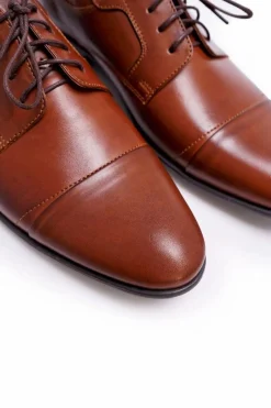 Clearance Półbuty Męskie Eleganckie Skórzane Brązowe Trust Męskie Półbuty Eleganckie