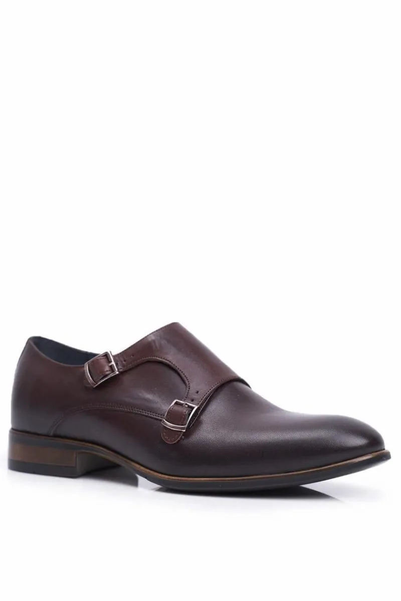 Sale Boto Półbuty Męskie Skórzane Monk Nikopol Brązowe 1720