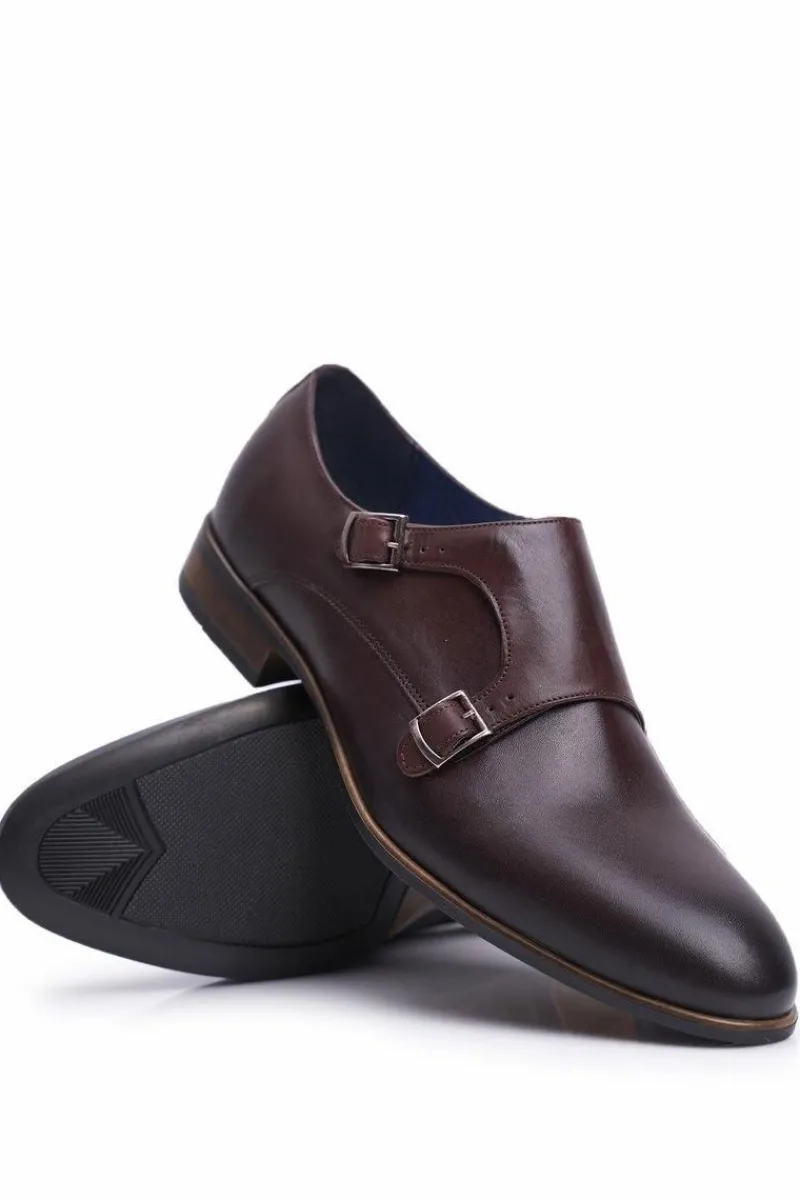 Sale Boto Półbuty Męskie Skórzane Monk Nikopol Brązowe 1720