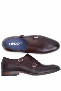 Sale Boto Półbuty Męskie Skórzane Monk Nikopol Brązowe 1720