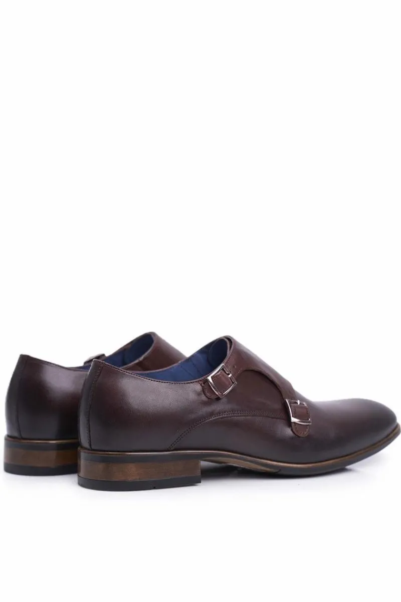 Sale Boto Półbuty Męskie Skórzane Monk Nikopol Brązowe 1720