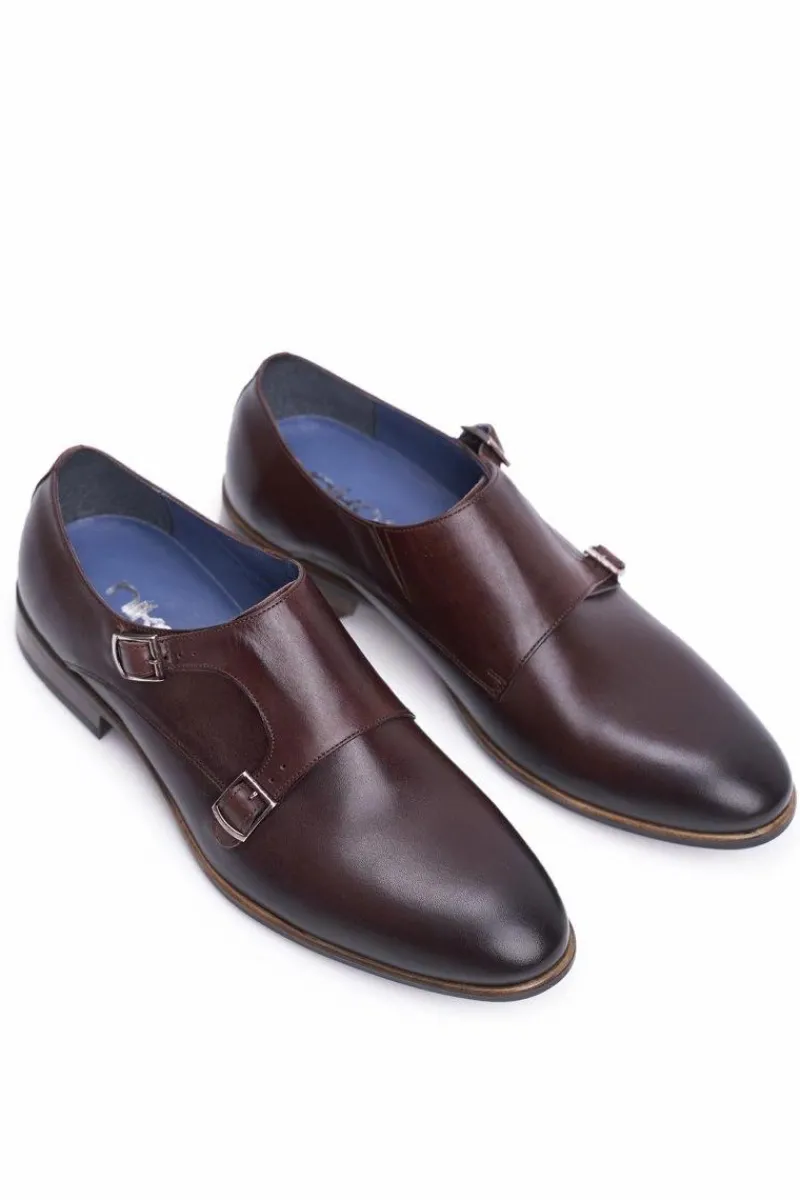 Sale Boto Półbuty Męskie Skórzane Monk Nikopol Brązowe 1720