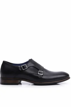 Półbuty Męskie Skórzane Monk Nikopol Czarne 1720 Męskie Półbuty Eleganckie