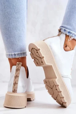 Sale Boto Półbuty Na Masywnej Podeszwie Nicole 2701/005 Biało-Srebrne