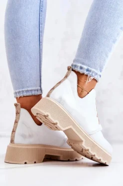 Sale Boto Półbuty Na Masywnej Podeszwie Nicole 2701/005 Biało-Srebrne