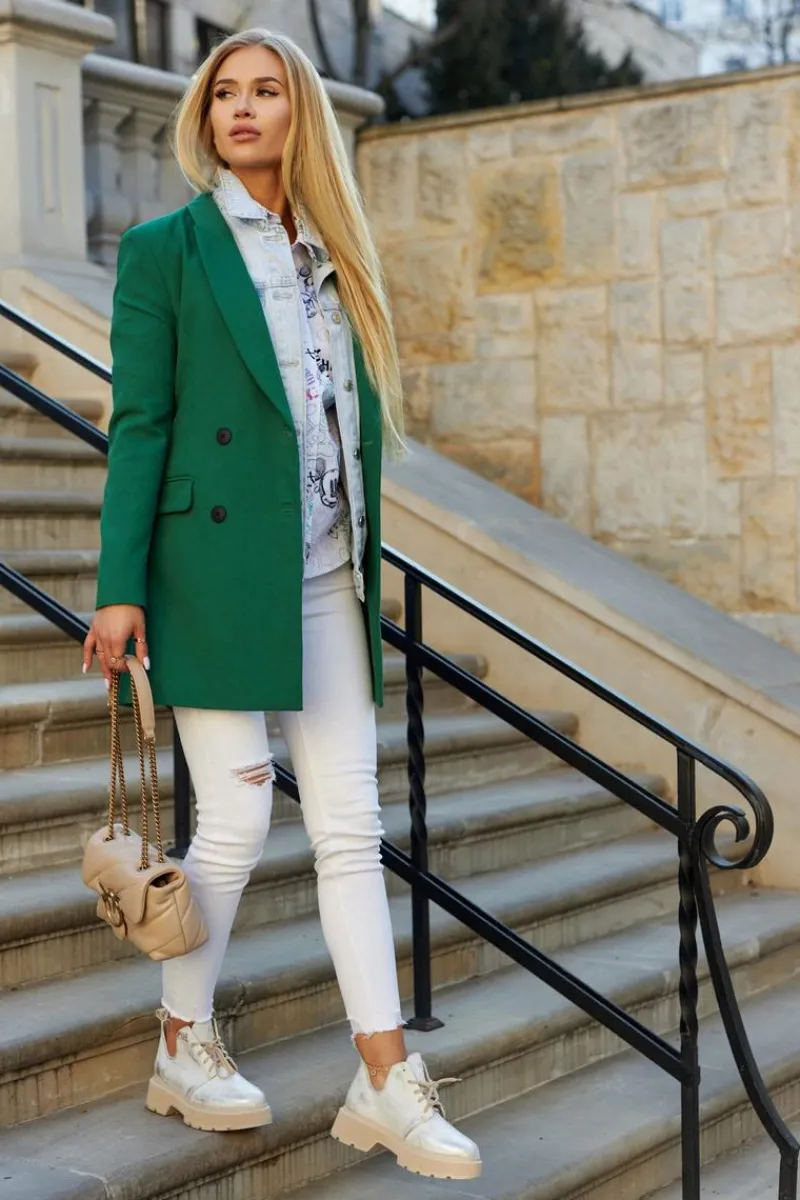 New Półbuty Na Masywnej Podeszwie Nicole 2701/004 Biało-Złote Damskie Półbuty Skórzane