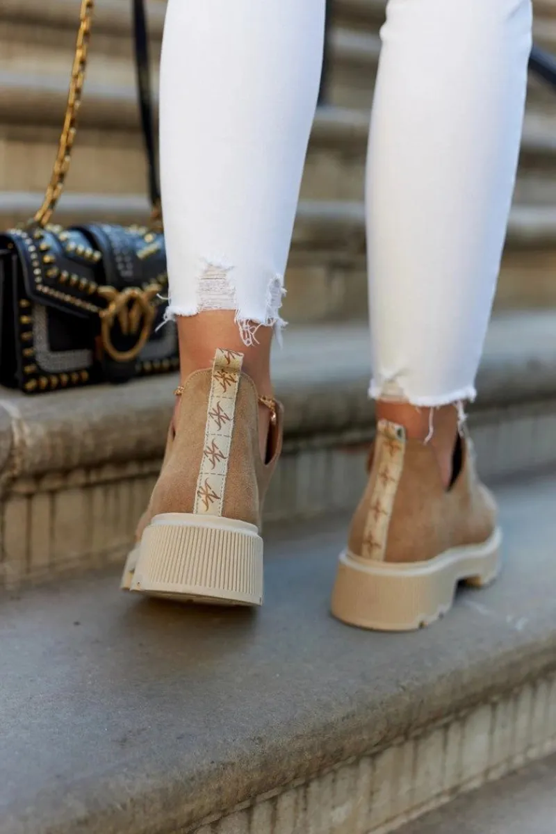 Półbuty Skórzane>Boto Półbuty Na Masywnej Podeszwie Nicole 2701/060 Beżowe