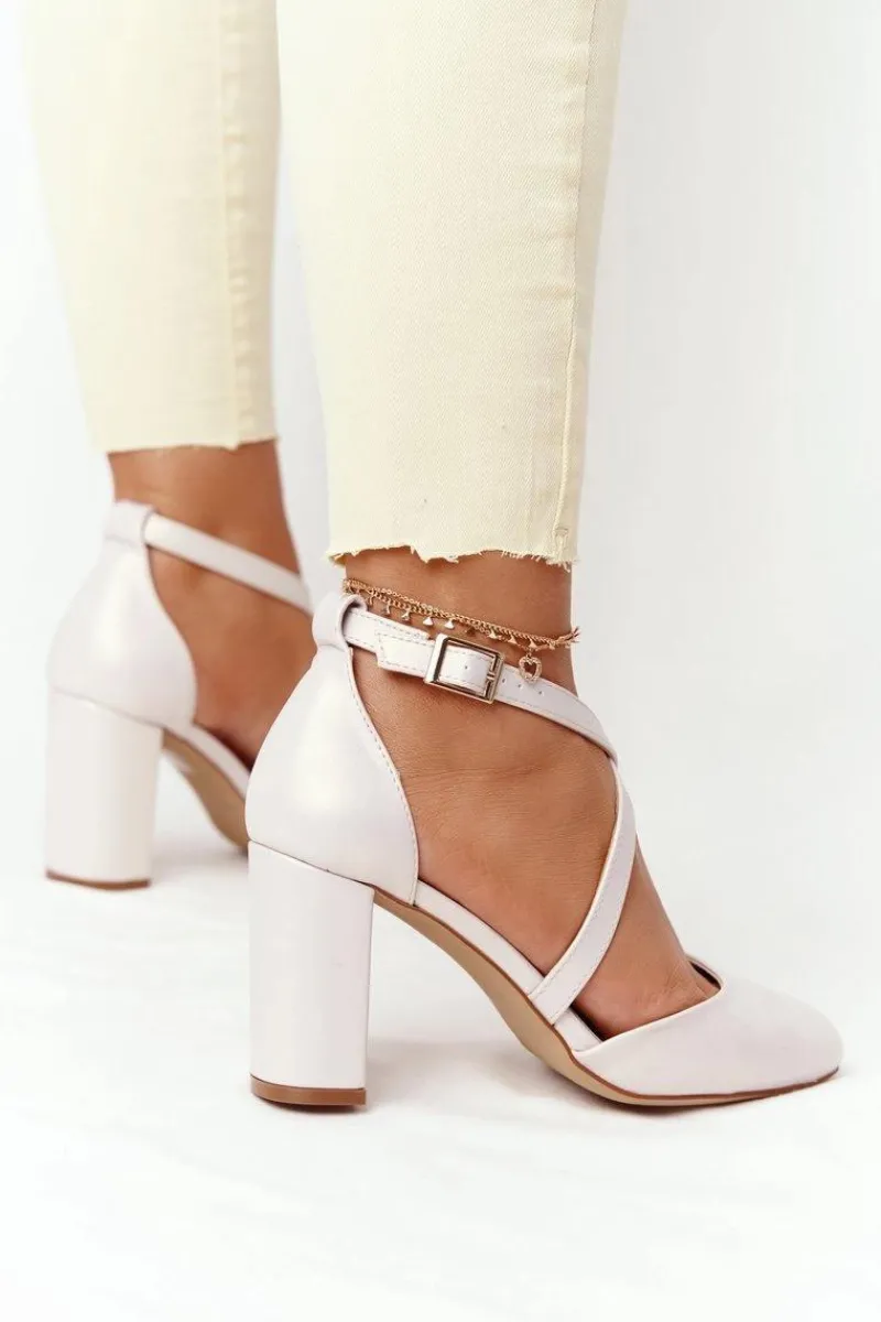 Czółenka Na Słupku>Buty Sergio Leone Perłowe Czółenka Na Słupku Sergio Leone SK863 Beżowe