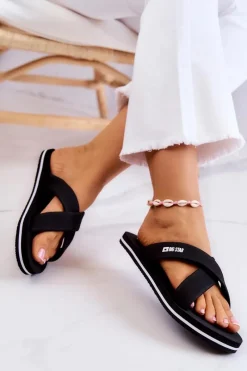 Sale Piankowe Damskie Klapki Big Star JJ274A338 Czarne Damskie Klapki Damskie Big Star|Klapki Basenowe