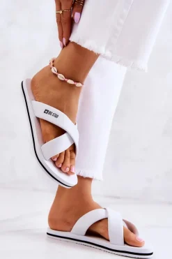 Online Big Star Shoes Piankowe Damskie Klapki Big Star JJ274A339 Białe