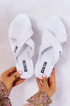 Online Big Star Shoes Piankowe Damskie Klapki Big Star JJ274A339 Białe