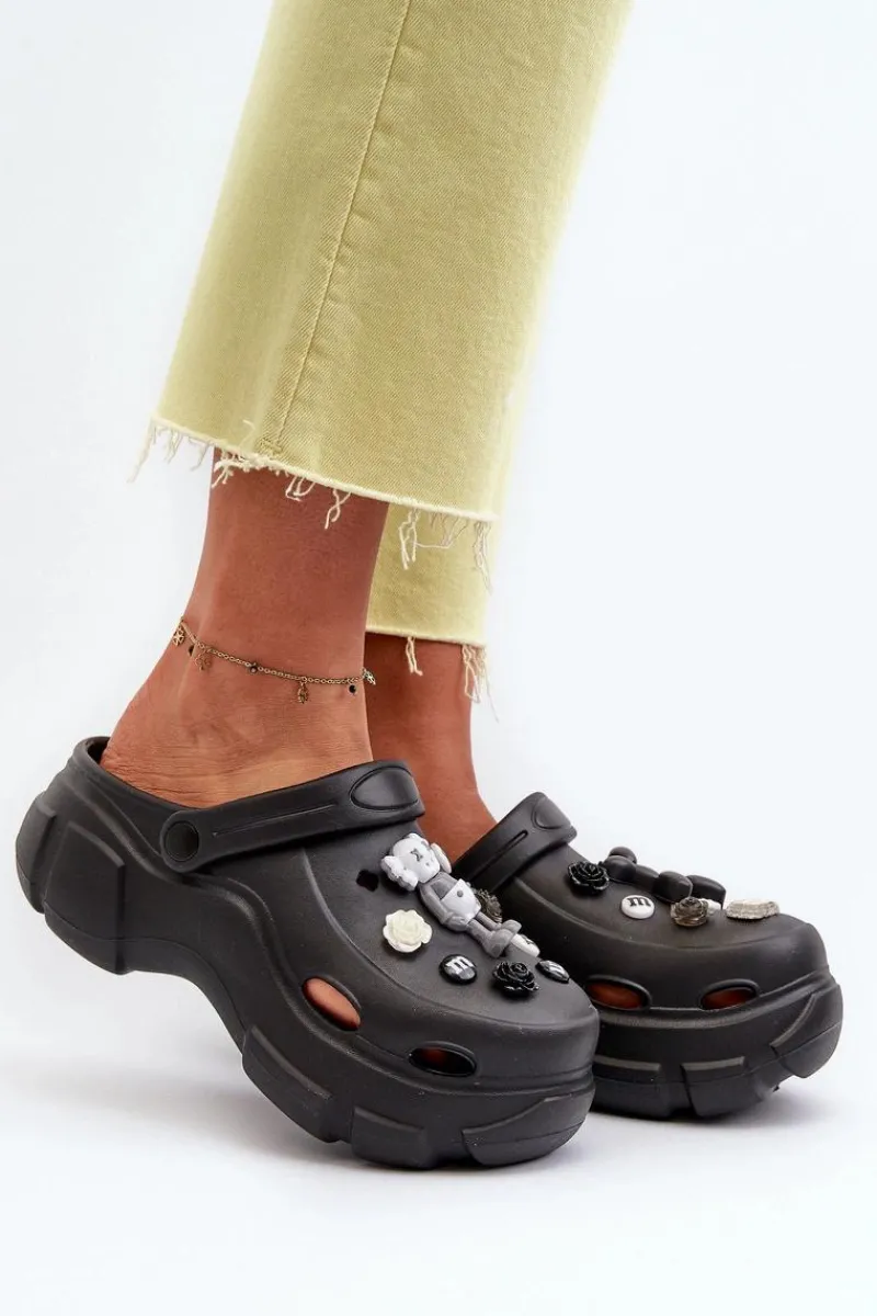 Discount Piankowe Damskie Lekkie Klapki Na Masywnej Podeszwie Czarne Matirra Damskie Klapki Na Platformie|Klapki Damskie Klasyczne