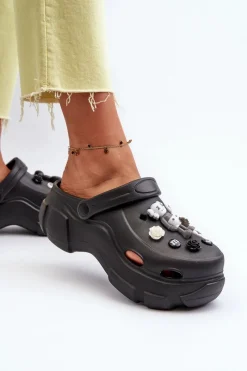 Discount Piankowe Damskie Lekkie Klapki Na Masywnej Podeszwie Czarne Matirra Damskie Klapki Na Platformie|Klapki Damskie Klasyczne