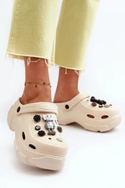 Klapki Na Platformie|Klapki Damskie Klasyczne>Boto Piankowe Damskie Lekkie Klapki Na Masywnej Podeszwie Beżowe Matirra