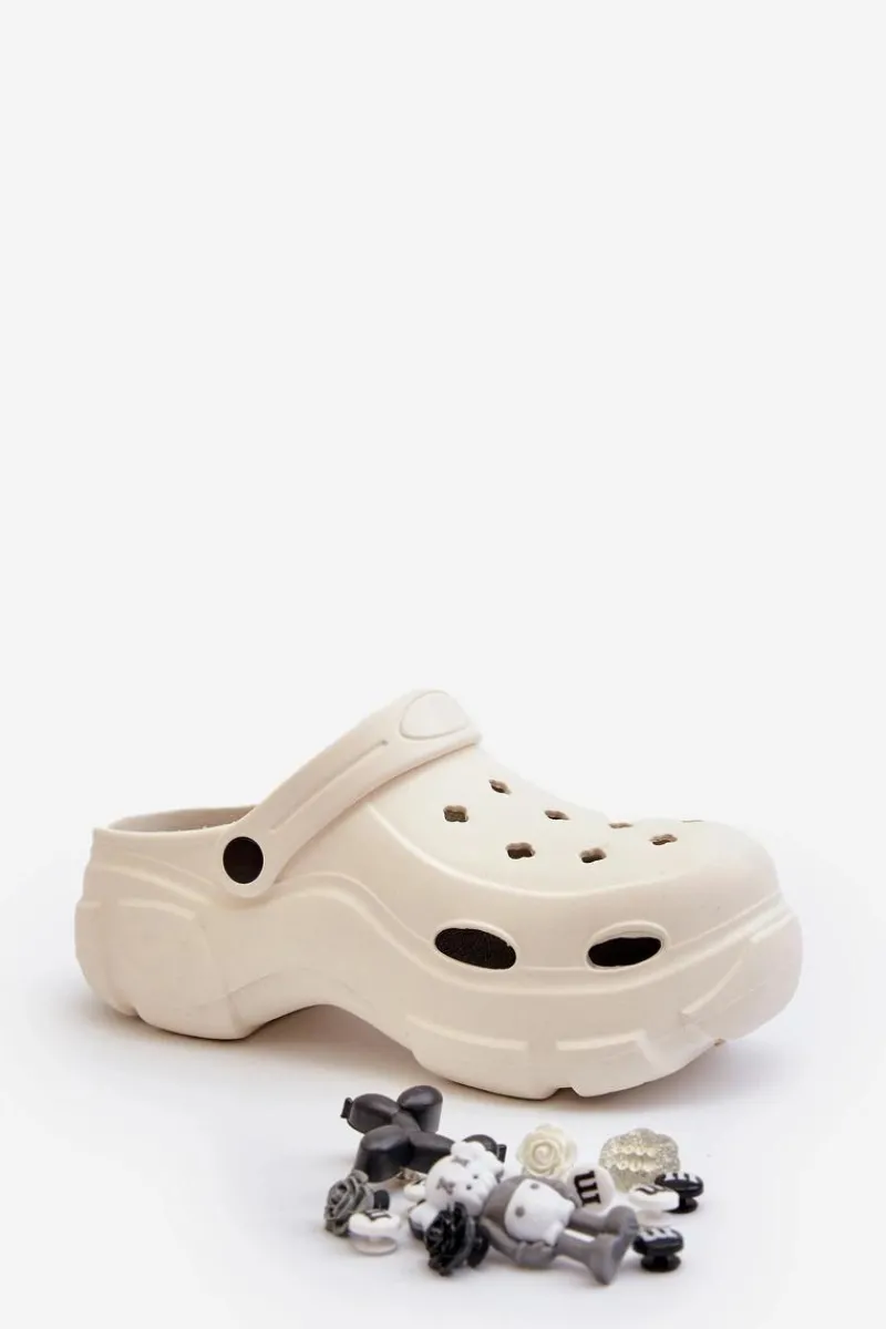 Online Boto Piankowe Damskie Lekkie Klapki Na Masywnej Podeszwie Białe Matirra