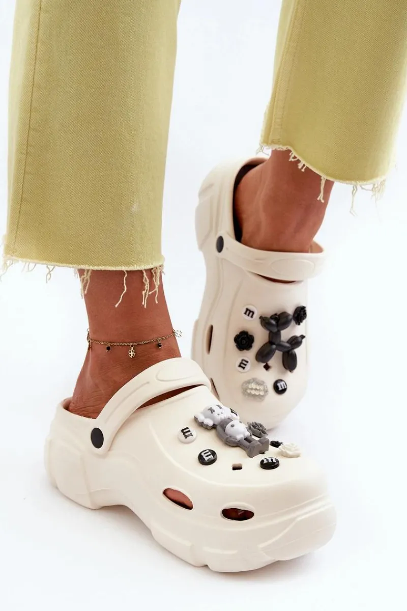 Online Boto Piankowe Damskie Lekkie Klapki Na Masywnej Podeszwie Białe Matirra