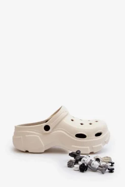 Online Boto Piankowe Damskie Lekkie Klapki Na Masywnej Podeszwie Białe Matirra