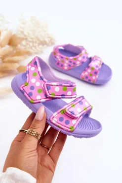 Hot Boto Piankowe Dziecięce Lekkie Sandałki We Wzory Fioletowo-Różowe Malaga