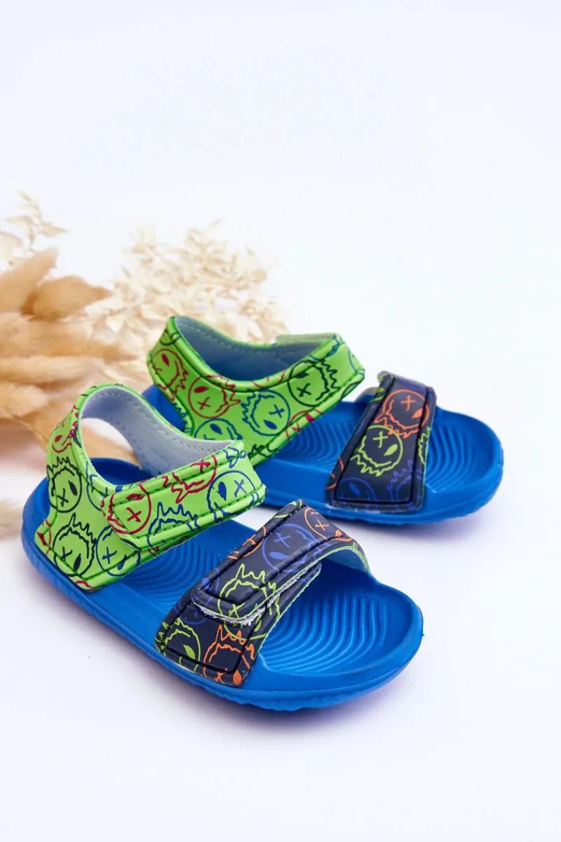 Chłopięce|Dziewczęce>Boto Piankowe Dziecięce Lekkie Sandałki We Wzory Niebiesko-Zielone Malaga