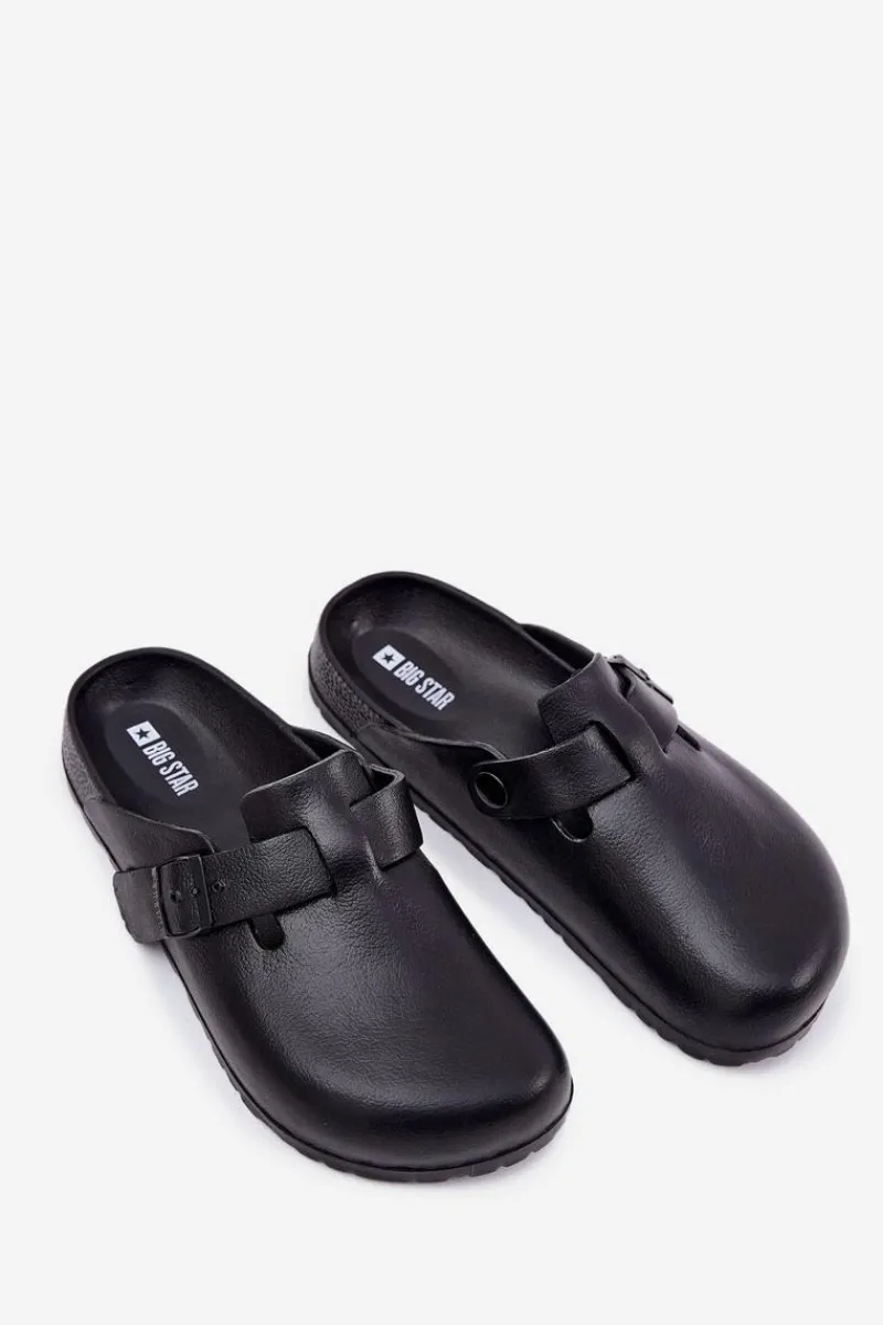 Klapki Męskie Klasyczne>Big Star Shoes Piankowe Klapki Chodaki Męskie Z Klamrą Big Star RR174A022 Czarne