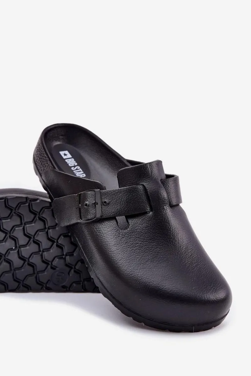 Klapki Męskie Klasyczne>Big Star Shoes Piankowe Klapki Chodaki Męskie Z Klamrą Big Star RR174A022 Czarne