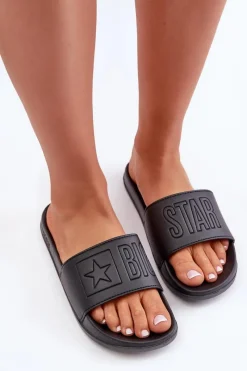 Outlet Piankowe Klapki Damskie Big Star OO274040 Czarne Damskie Klapki Damskie Big Star|Klapki Damskie Klasyczne