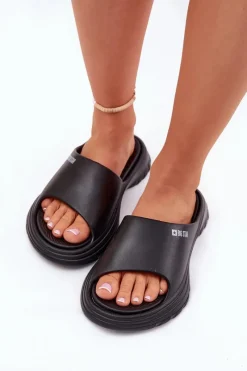 Big Star Shoes Piankowe Klapki Damskie Big Star RR274A577 Czarne Czarny