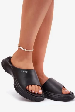 Big Star Shoes Piankowe Klapki Damskie Big Star RR274A577 Czarne Czarny