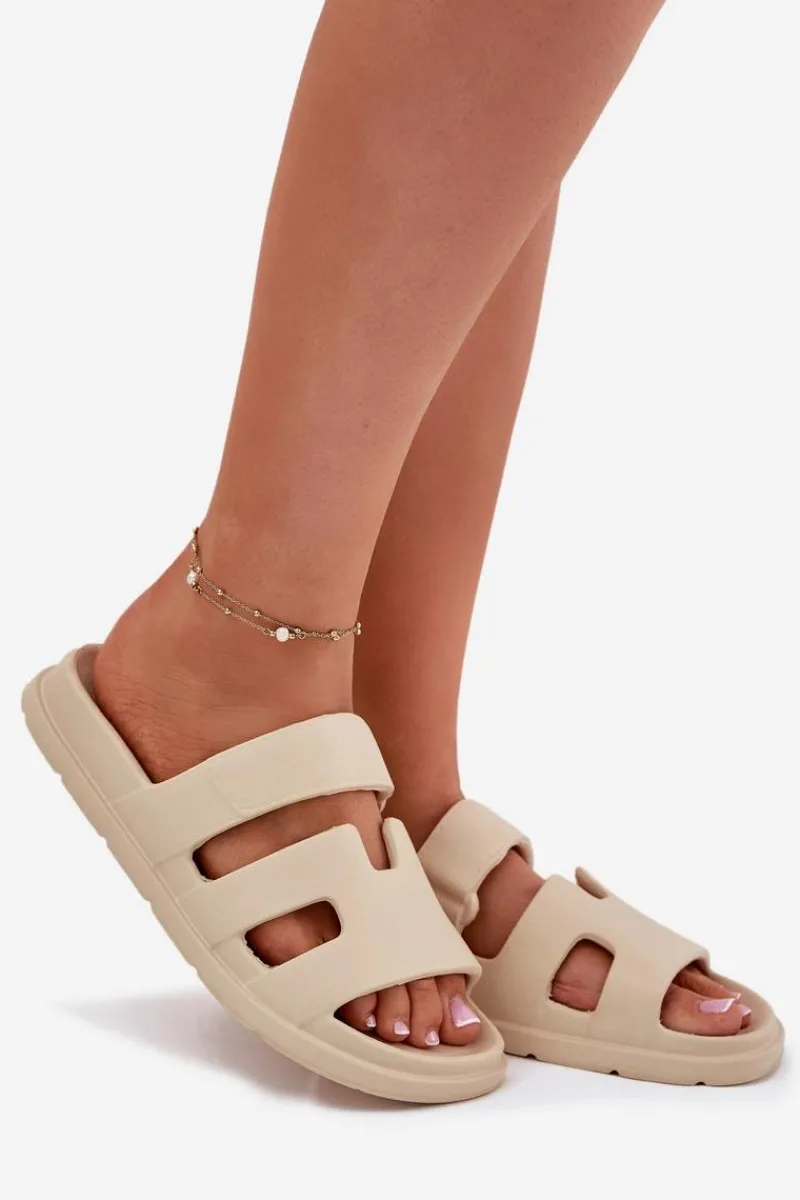 Klapki Basenowe|Klapki Na Platformie>Evento Piankowe Klapki Damskie Beżowe Dimelle Beżowy