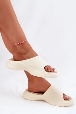 Online Piankowe Klapki Damskie Big Star RR274A579 Beżowe Damskie Klapki Damskie Big Star|Klapki Basenowe