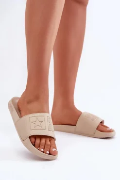 Big Star Shoes Piankowe Klapki Damskie Big Star OO274043 Beżowe Beżowy