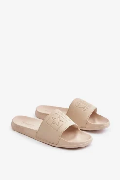 Big Star Shoes Piankowe Klapki Damskie Big Star OO274043 Beżowe Beżowy