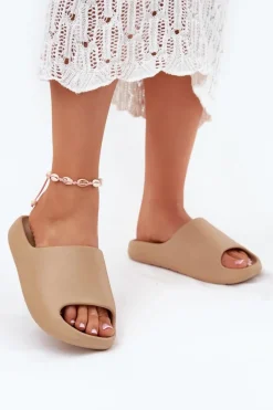 Klapki Basenowe|Klapki Na Platformie>Boto Piankowe Klapki Damskie Ciemnobeżowe Rivasol