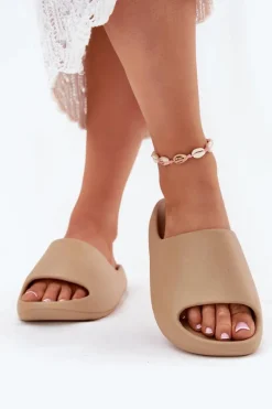 Klapki Basenowe|Klapki Na Platformie>Boto Piankowe Klapki Damskie Ciemnobeżowe Rivasol