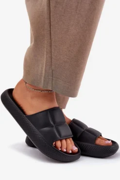 Piankowe Klapki Damskie MAYA SLIDER WOMEN LOW 50251016 Czarne Damskie Klapki Basenowe|Klapki Na Platformie