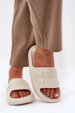 Klapki Basenowe|Klapki Na Platformie>Lee Piankowe Klapki Damskie MAYA SLIDER WOMEN LOW 50251016 Beżowe Beżowy