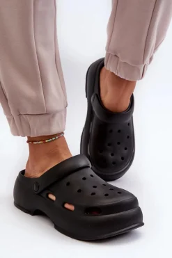 Sale Piankowe Klapki Damskie Na Masywnej Podeszwie Czarne Danollia Damskie Klapki Basenowe|Klapki Na Platformie