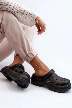 Sale Piankowe Klapki Damskie Na Masywnej Podeszwie Czarne Danollia Damskie Klapki Basenowe|Klapki Na Platformie