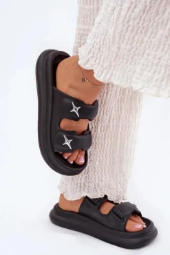 Hot Piankowe Klapki Damskie Na Platformie Czarne Falowena Damskie Klapki Basenowe|Klapki Na Platformie