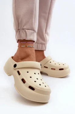 Sale Piankowe Klapki Damskie Na Masywnej Podeszwie Beżowe Danollia Damskie Klapki Basenowe|Klapki Na Platformie