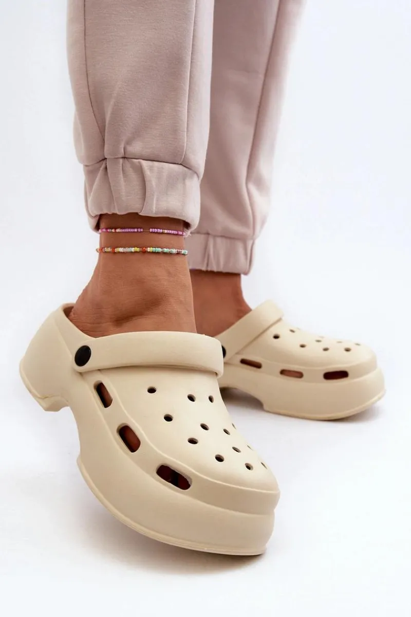 Sale Piankowe Klapki Damskie Na Masywnej Podeszwie Beżowe Danollia Damskie Klapki Basenowe|Klapki Na Platformie