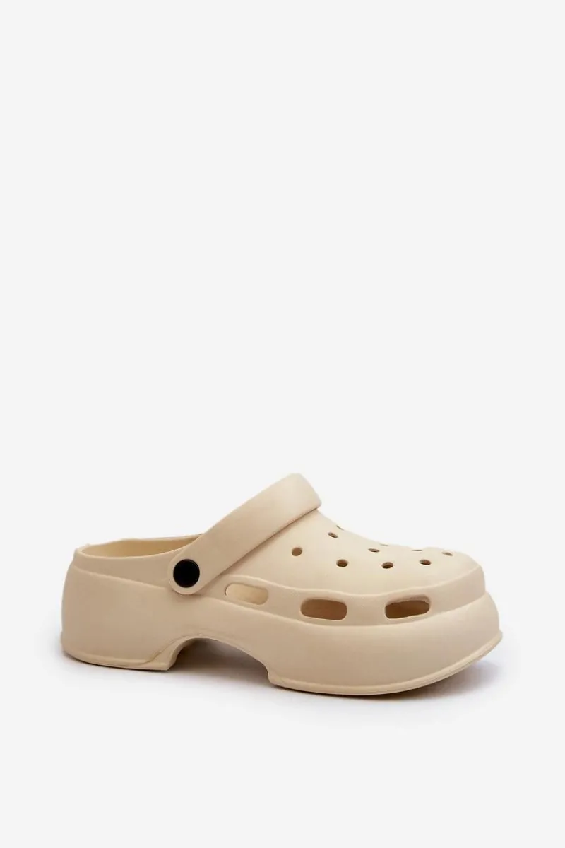 Sale Piankowe Klapki Damskie Na Masywnej Podeszwie Beżowe Danollia Damskie Klapki Basenowe|Klapki Na Platformie