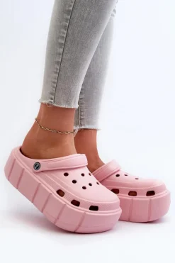 Sale Boto Piankowe Klapki Damskie Na Platformie Różowe Itubia