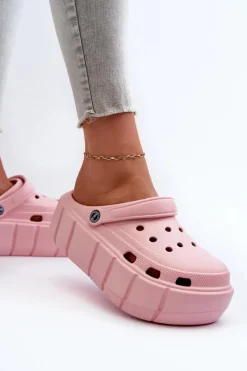 Sale Boto Piankowe Klapki Damskie Na Platformie Różowe Itubia