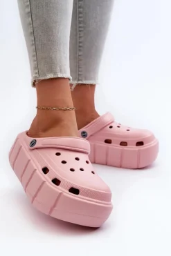 Sale Boto Piankowe Klapki Damskie Na Platformie Różowe Itubia